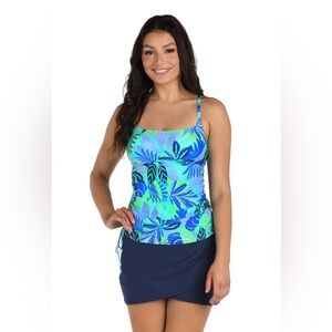 24th & Ocean Aegean Tropics Side Shirred Tankini Top